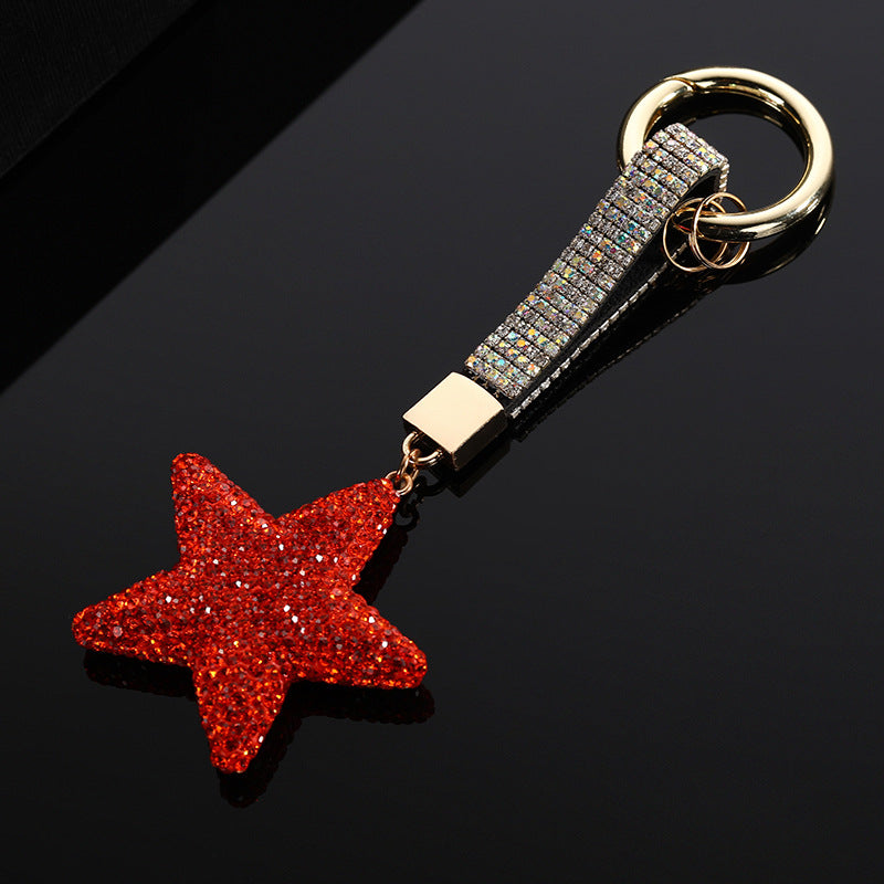 Wholesale Diamond-encrusted Clay Five-pointed Star Metal Keychain